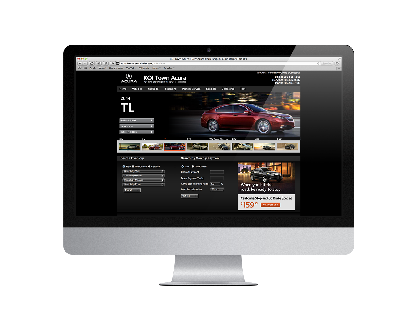 Dealer.com Acura Website Screenshot