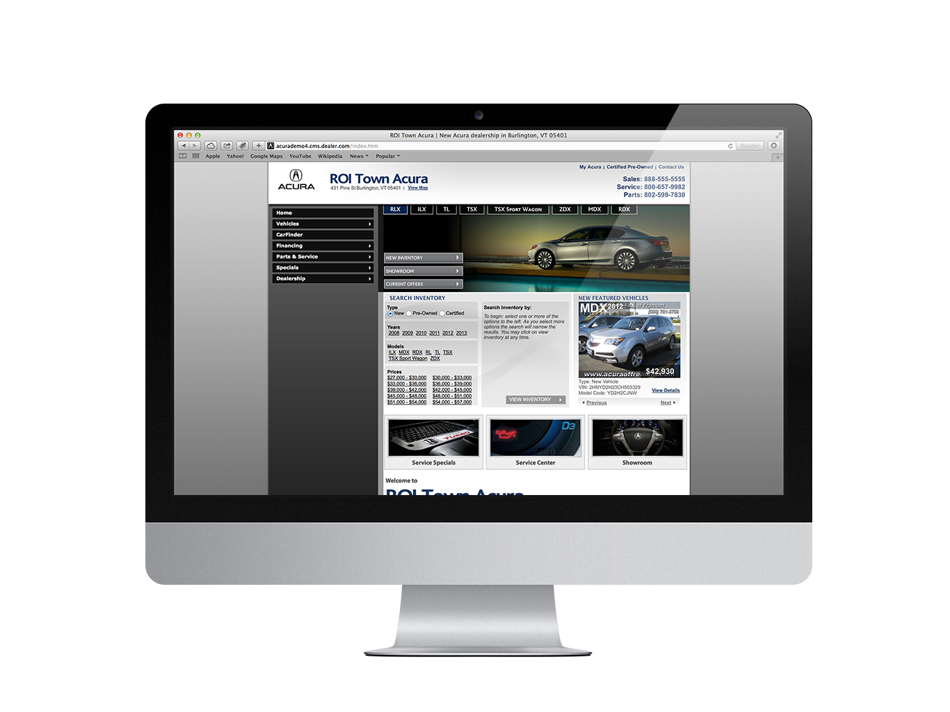 Dealer.com Acura Website Screenshot