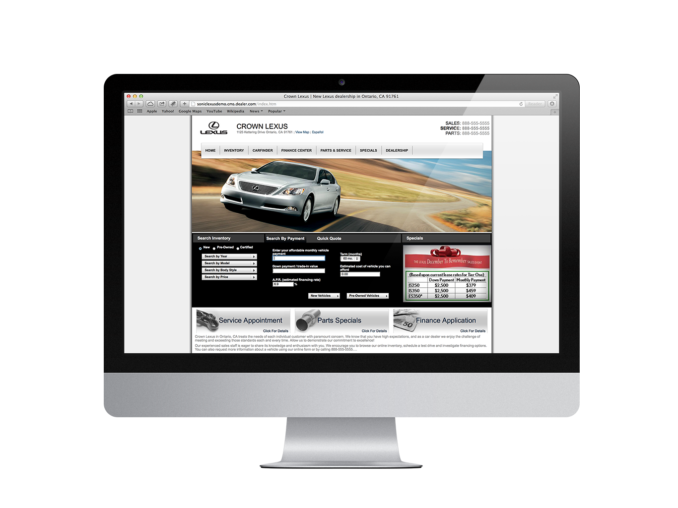 Dealer.com Sonic Automotive Group Lexus Website Screenshot